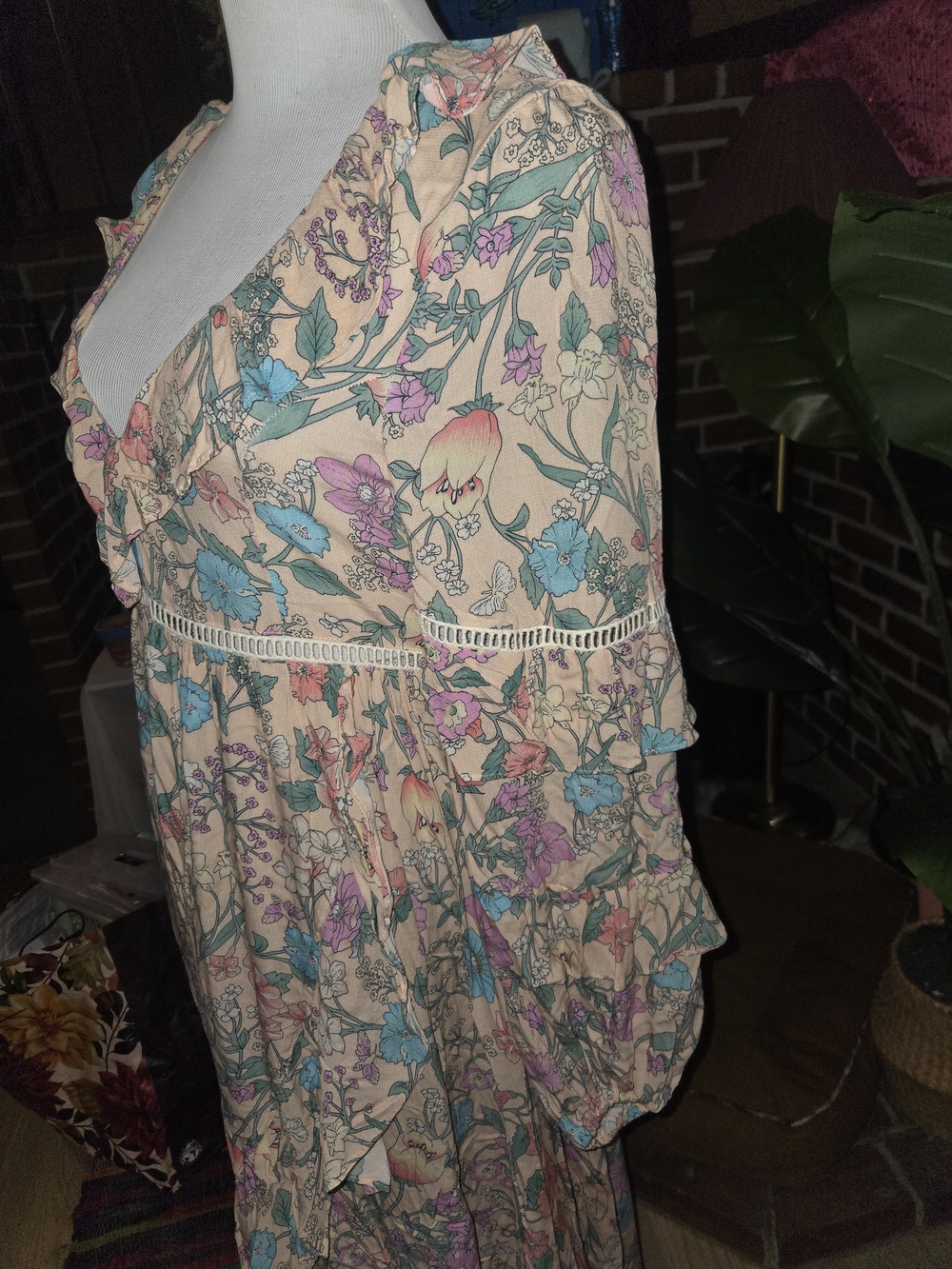 Spell & the Gypsy Sayulita Frill Maxi Gown Musk Floral Small - Picture 5 of 7